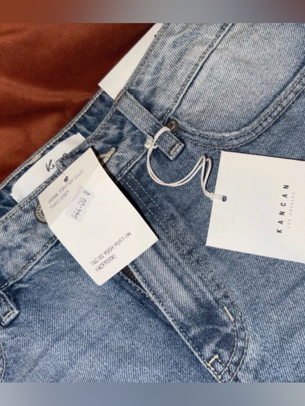 KanCan Light Blue Distressed Denim Shorts - Picture 3 of 6